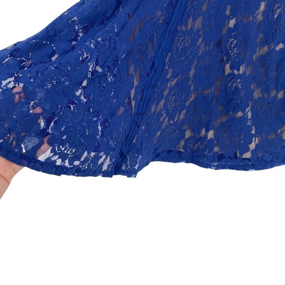 Danny Nicole Womens 4 Royal Blue Sheath Dress Lace Fit Flare VNeck Sleeveless - Picture 8 of 16